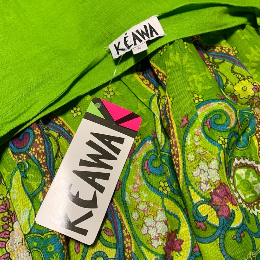 Keawa Lime Green Paisley Print Peasant Skirt Size S NWT - Picture 7 of 11
